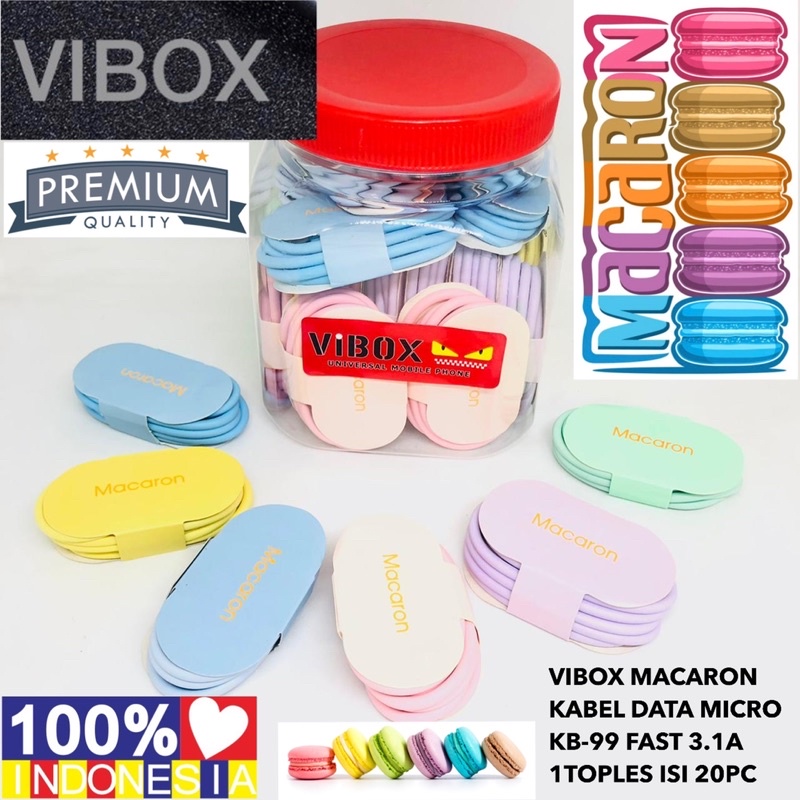 JURAGAN KABEL DATA VIBOX MACARON KB-99 MICRO 3.1A FAST CHARGING 1METER