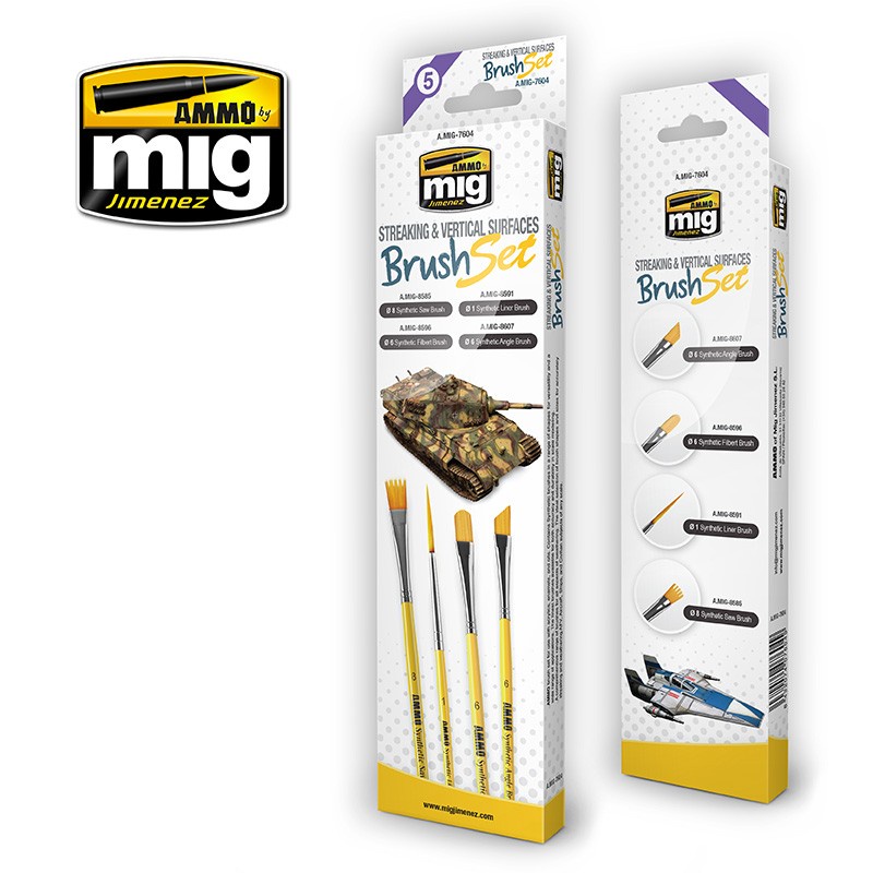 

AMIG7604 : STREAKING AND VERTICAL SURFACES BRUSH SET - Ammo Mig