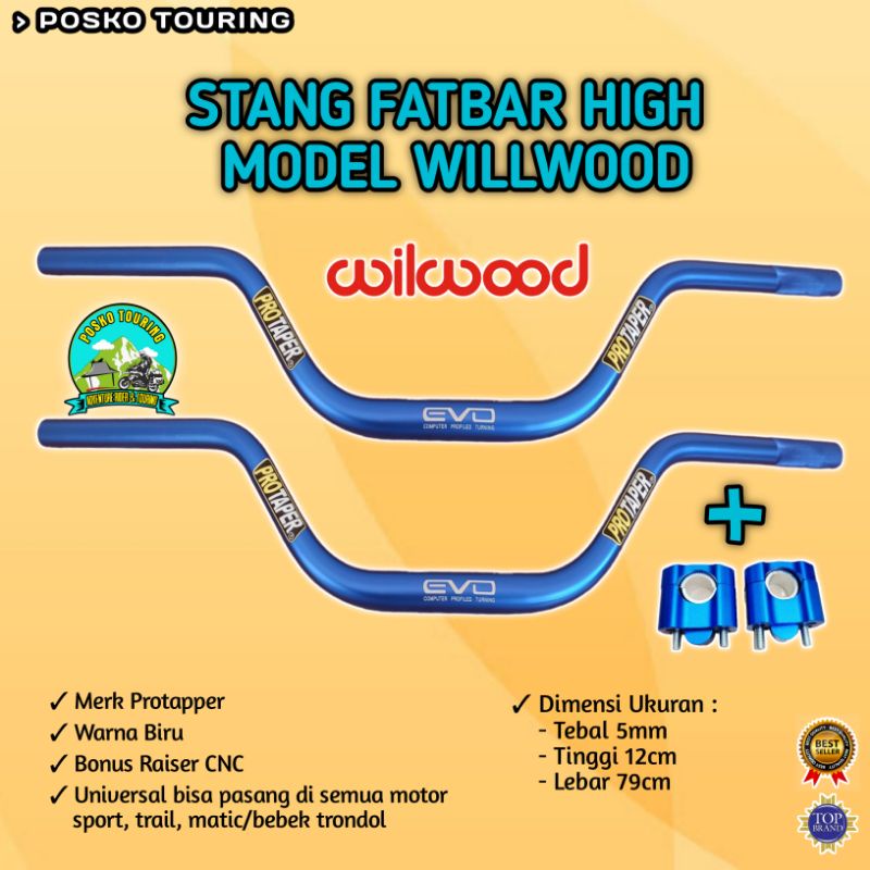 Stang Fatbar Tinggi Model Willwood Stang Fatbar Touring - Biru