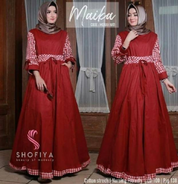 gamis syari / gamis / dres / gamis murah / dres murah / busana Muslim wanita maika dress