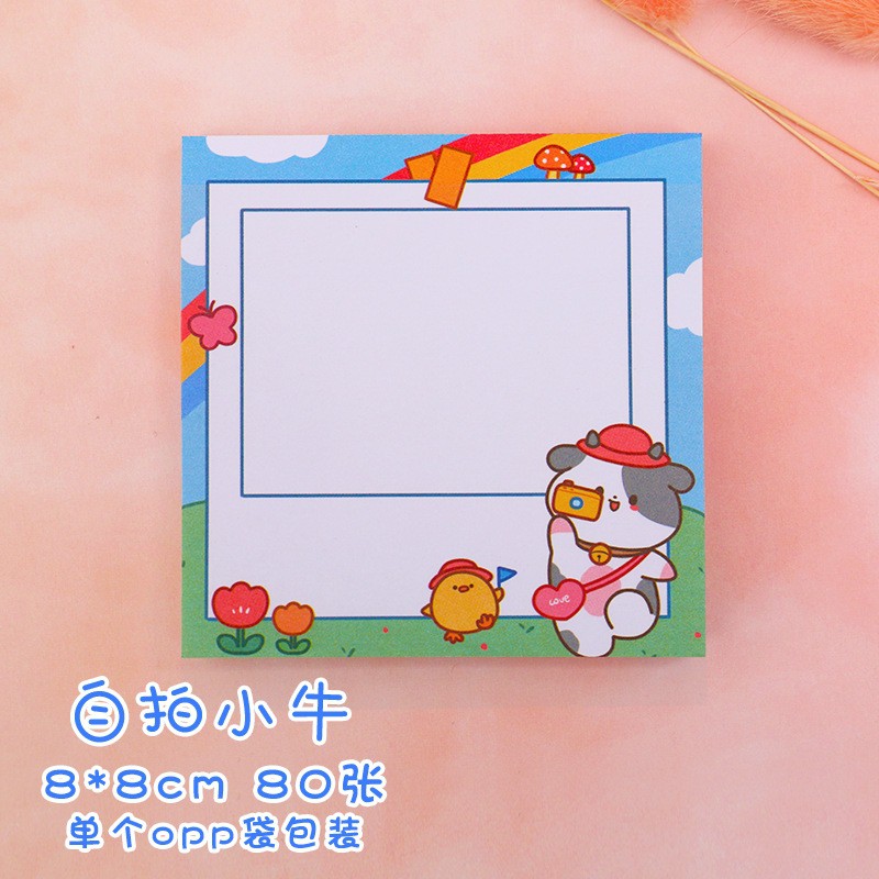 Sticky note memo pad sapi karakter hewan-Rainbow