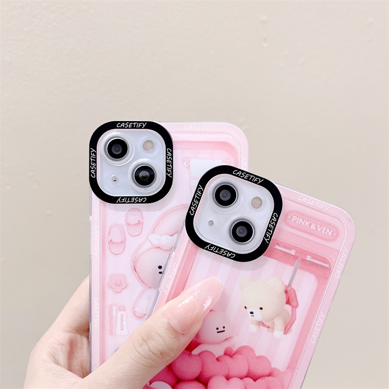 Casing Silikon Xiaomi Redmi Note 11 11s 10s 10 9 8 Pro 10C 10A 10 9 9A 9C 9T Mi 11 Lite 11T Pro Poco F3 X3 NFC Pro Motif Beruang Pink