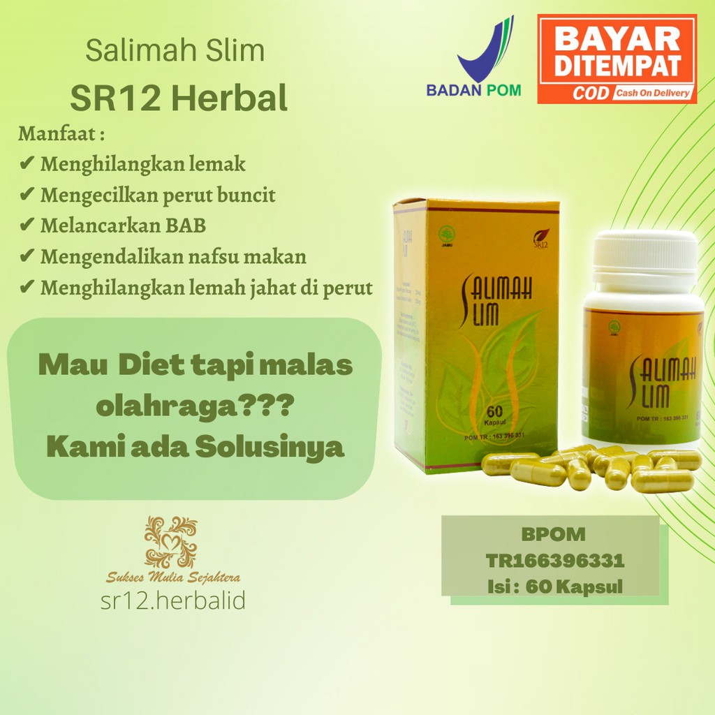 Obat Diet Herbal Pelangsing Badan Salimah Slim SR12 Diet Alami BPOM