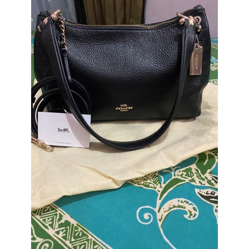 preloved coach mia shoulder black leather authentic original