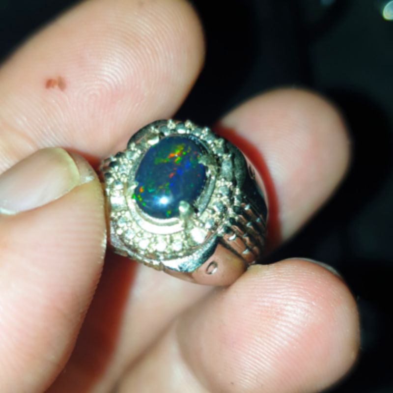 batu cincin kalimaya black opal solid asli banten jarong top