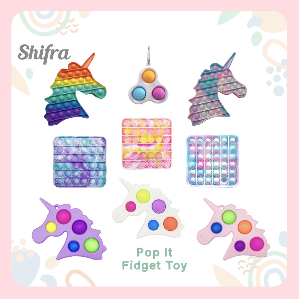 Shifra Mainan Pop It Unicorn Gantungan Kotak Fidget Sensory Toy