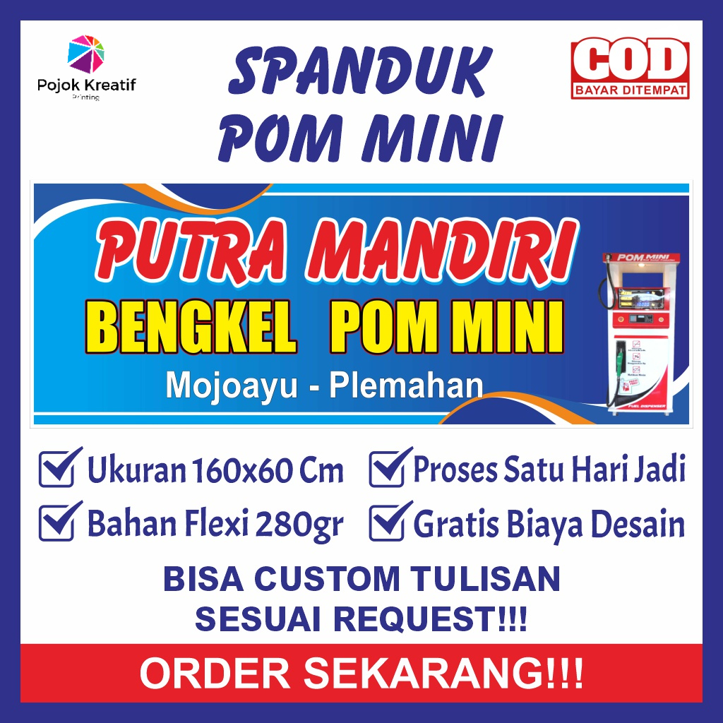 Spanduk Sepanduk Banner Baner Bener Backdrop Plang Promosi Usaha Jual Jualan Toko Pom Bensin Mini Pe