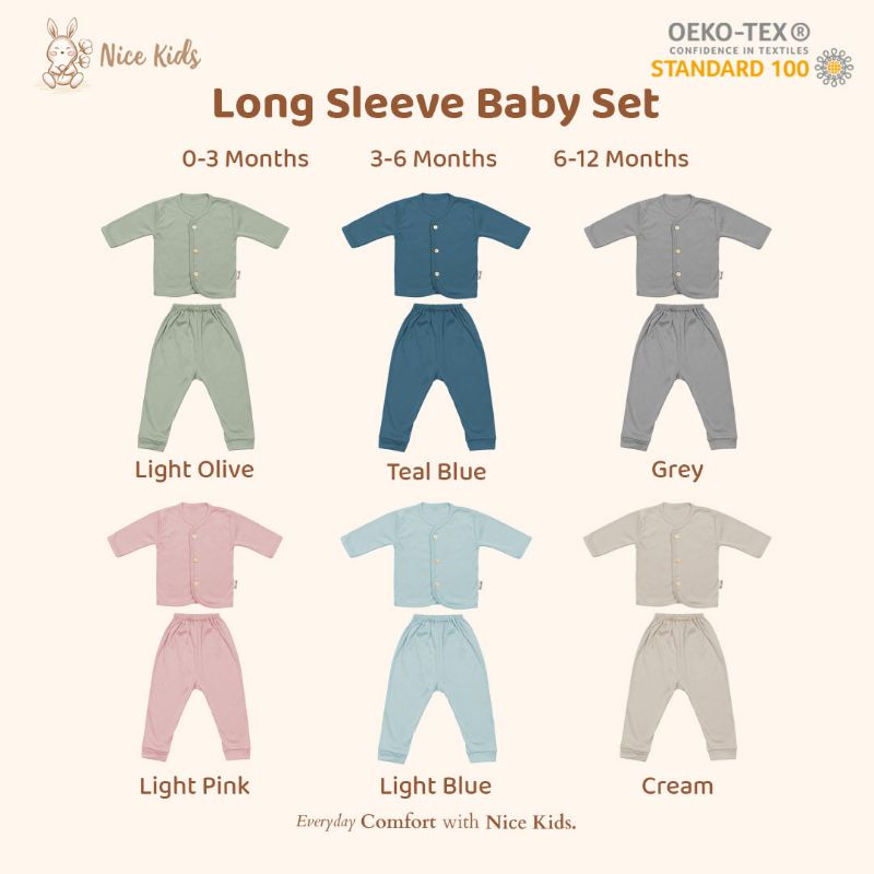 NICE KIDS - LONG SLEEVE BABY SET - PIYAMA ANAK - SETELAN BAJU BAYI