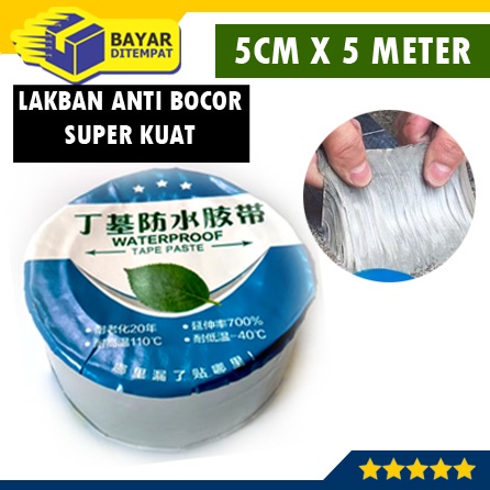 Lakban Anti Bocor 5 Meter Waterproof Tape Paste Penambal Atap Toren Air Tahan Panas Super Kuat