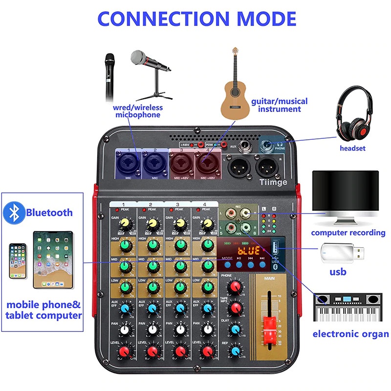 Professional Live Audio Mixer DJ Bluetooth 6 Channel - MX-i6 - Black