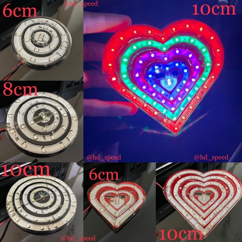 ￼Lampu Led Variasi Logo HATI Logo BULAT DC 12/24V Motor Mobil Nyala Running Rainbow