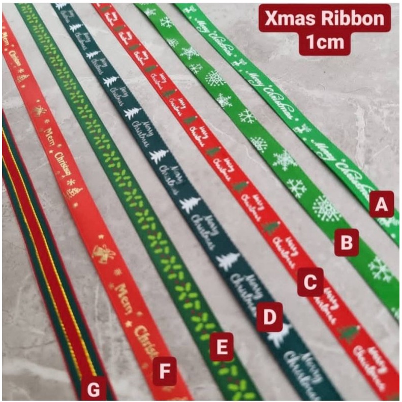

(1m) pita xmas natal 1cm lebar christmas ribbon dekorasi natal pita hias natal