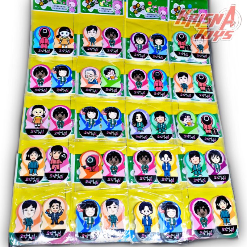 PENGHAPUS KARAKTER SQUID GAME/STIP ERASER isi 40pcs/Lembar