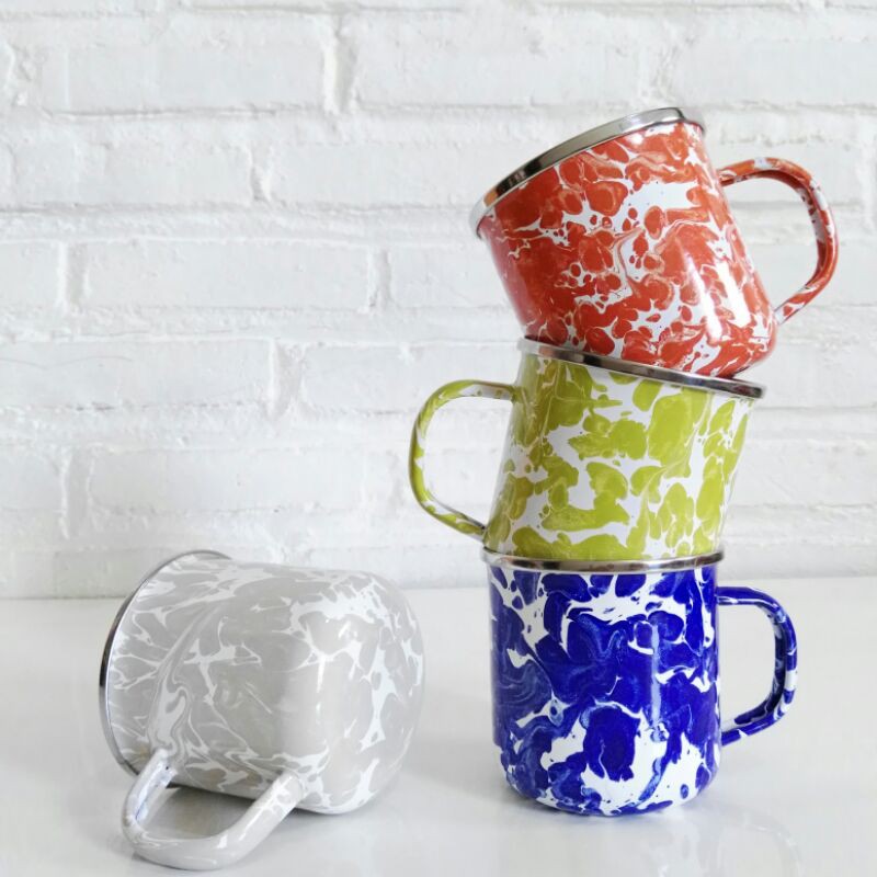 Gelas Mug Enamel Jadul 9cm motif blurik blirik Shopee Gelas Mug Enamel Jadul 9cm motif blurik blirik Shopee