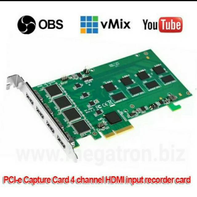 4 Channel HDMI Video Capture Card PCI Express -  Resolusi up to 1080p 60fps - Support vMix