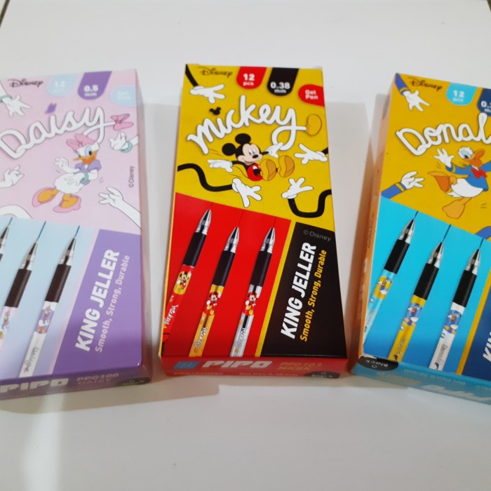 

Aman Pulpen Pipo King Jeller Gel Pen 0.5Mm Versi Disney (12 Pcs) Hitam Murah