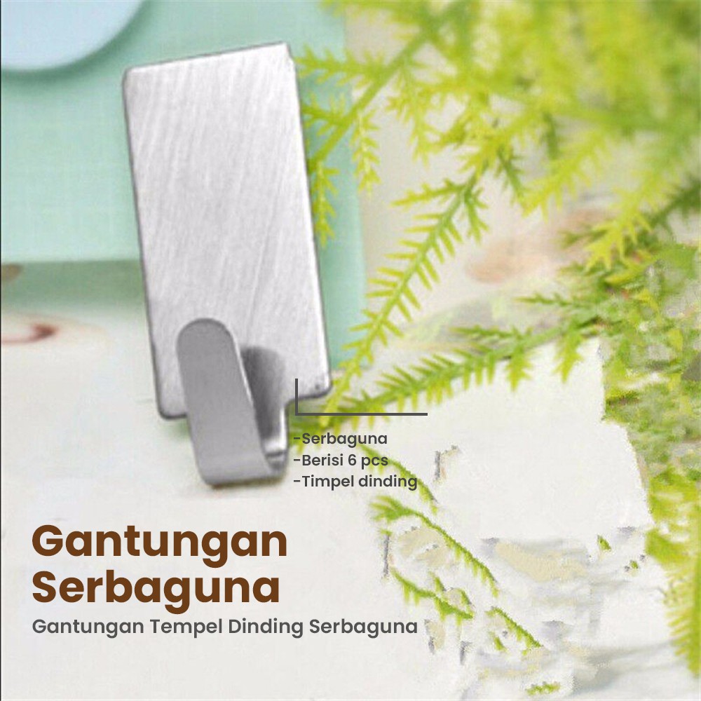 Ruixu Gantungan Serba Guna Adhesive 6 Pcs - Dwc13F - Silver