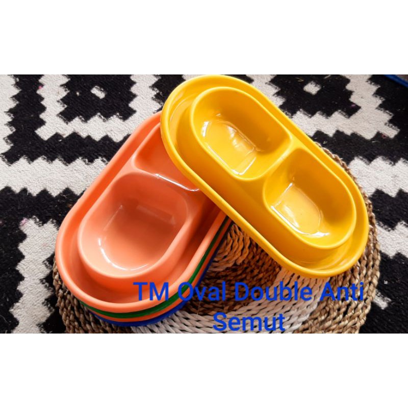 Tempat makan OVAL double anti semut kucing