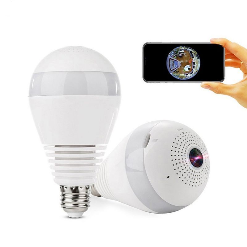 Cctv WiFi Bohlam Bulb V380 IP Camera 5Mp Wireless 1080P Panorama Fisheye 360