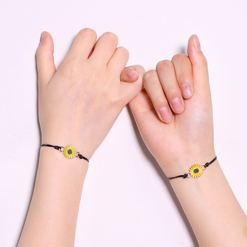 2 Pcs Korean Fashion Gelang Tali Ersahabatan Anyaman Krisan Bunga Matahari Fashion-Won