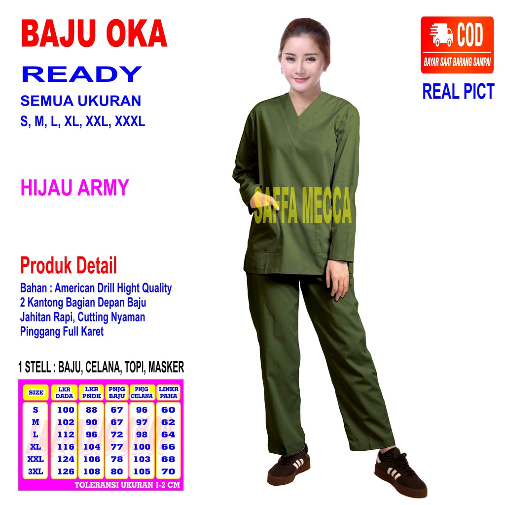 Baju Oka Lengan Panjang  Baju Oka  Scrub Perawat  Baju Jaga  Baju Oka  Baju OK  Baju Perawat  Pria  Wanita Harga Murah Terbaru Lengan Panjang COD