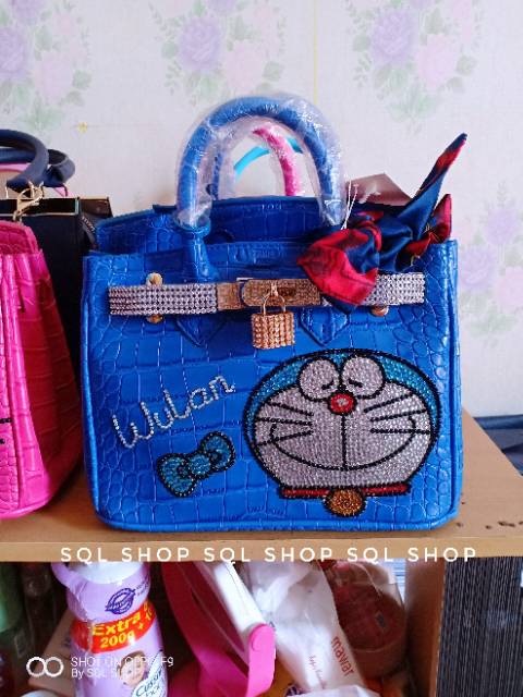SQL SHOP Tas croco biru elektrik doraemon bling bling | Tas fashion wanita