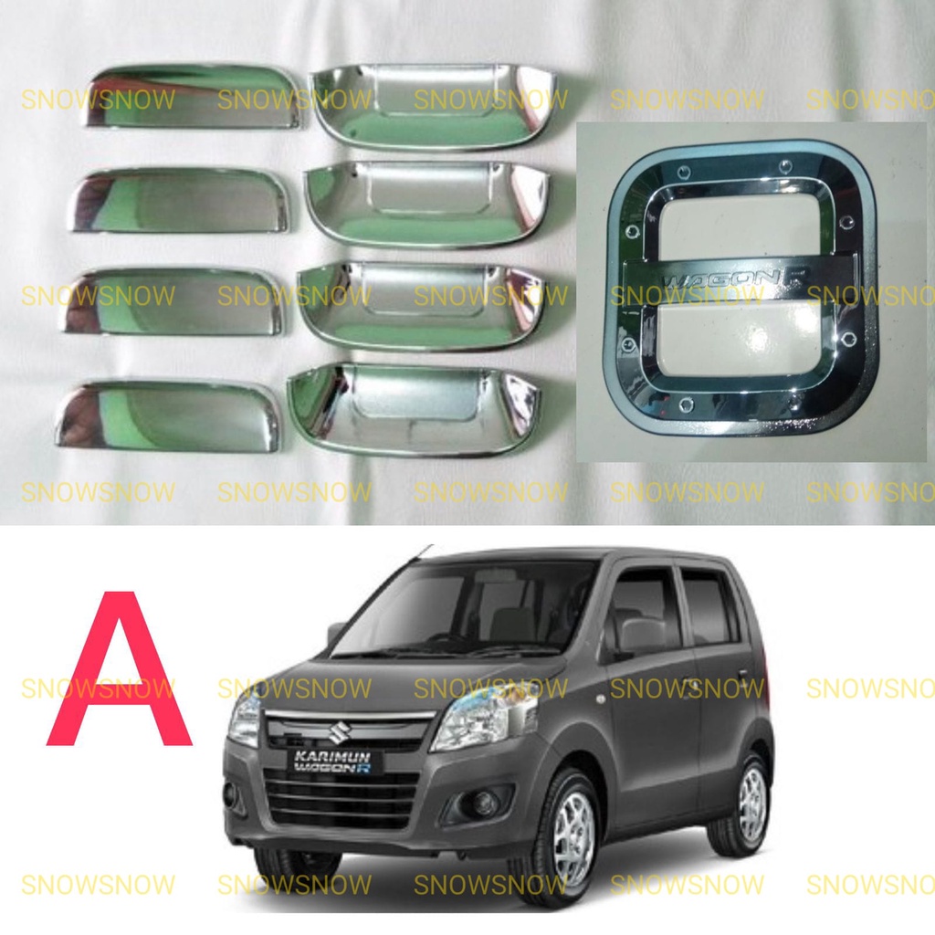 Paket Outer Handle Tank Cover Suzuki Karimun Wagon R Luxury Hitam Chrome