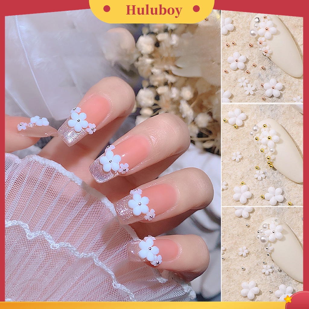 Huluboy Huluboy♡ Ornamen Bunga Kecil Warna Putih Untuk Dekorasi Kuku Wanita
