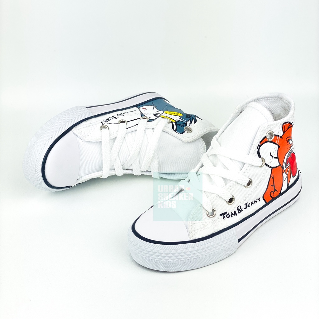 Converse Tom &amp; Jerry Sepatu Anak Perempuan Warna Putih Import Ukuran 26-35 - Urban Sneaker Kids