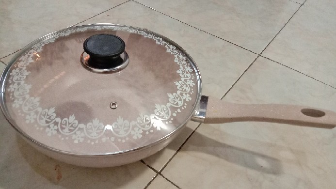 Terbaru Motif Bunga Tutup Panci Kaca Dengan Kaki Diameter +/- 27.8 Cm (panci Uk 28cm) + Handle Bulat