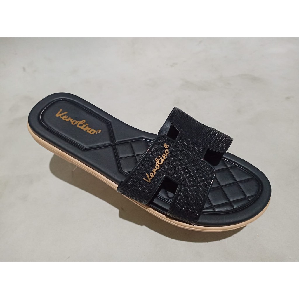 SANDAL WANITA TERBARU SANDAL SLOP FASHION JELLY VEROTINO 8353 BISA BAYAR DI TEMPAT ( COD )-hitam