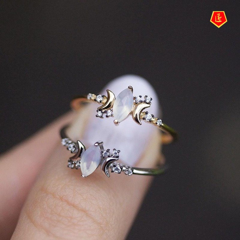 [Ready Stock]Women's 14K Gold Inlaid Opal Ring Simple Korean Style