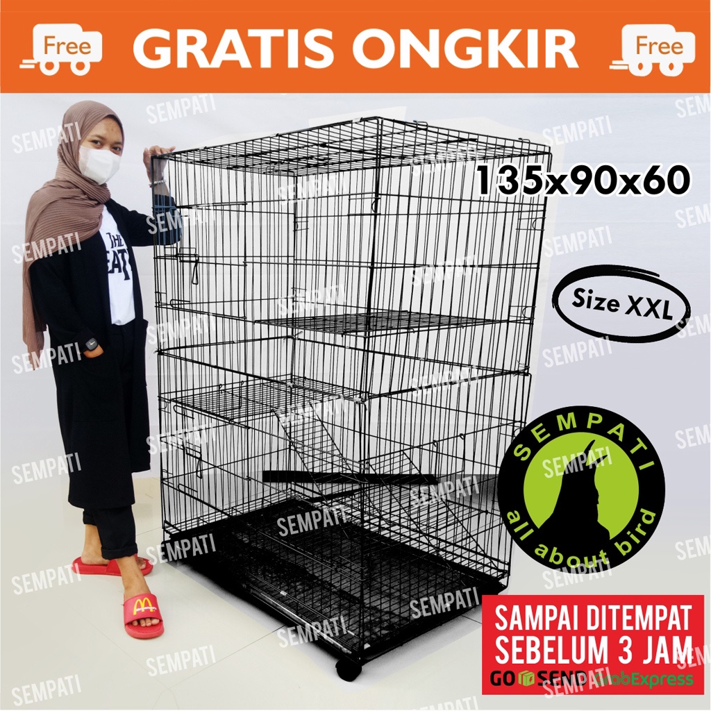 KANDANG KUCING SUPER JUMBO 130 CM X 90 CM X 60 CM KANDANG KUCING 3 TINGKAT 130X90X60CM MURAH KCG3XXL