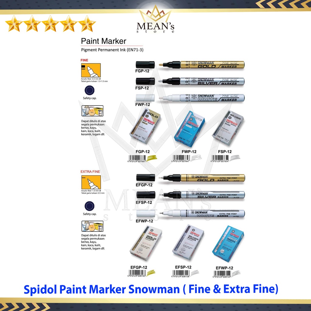 

Spidol Paint Marker Snowman Warna Putih / Fine / Extra Fine