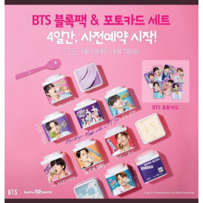 (PO KOREA🇰🇷) BASKIN ROBBINS PC BTS ALL MEMBER & BLOCK PAD ALL MEMBER - VERY LIMITED (NO ICE)
