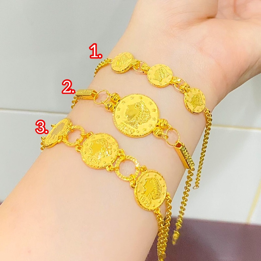 Gelang koin anak dan dewasa emas asli kadar 700 70 16k rantai tangan coin logam victorian vintage 3 4 5 gram gr g permata gold kuning