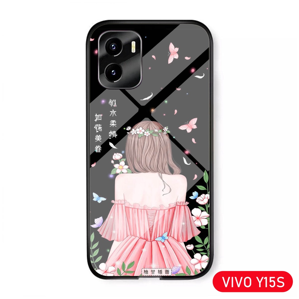 [A05] Softcase Kaca Glass Vivo Y15S - Casing Hp Vivo Y15S - Case Hp - Vivo Y15S