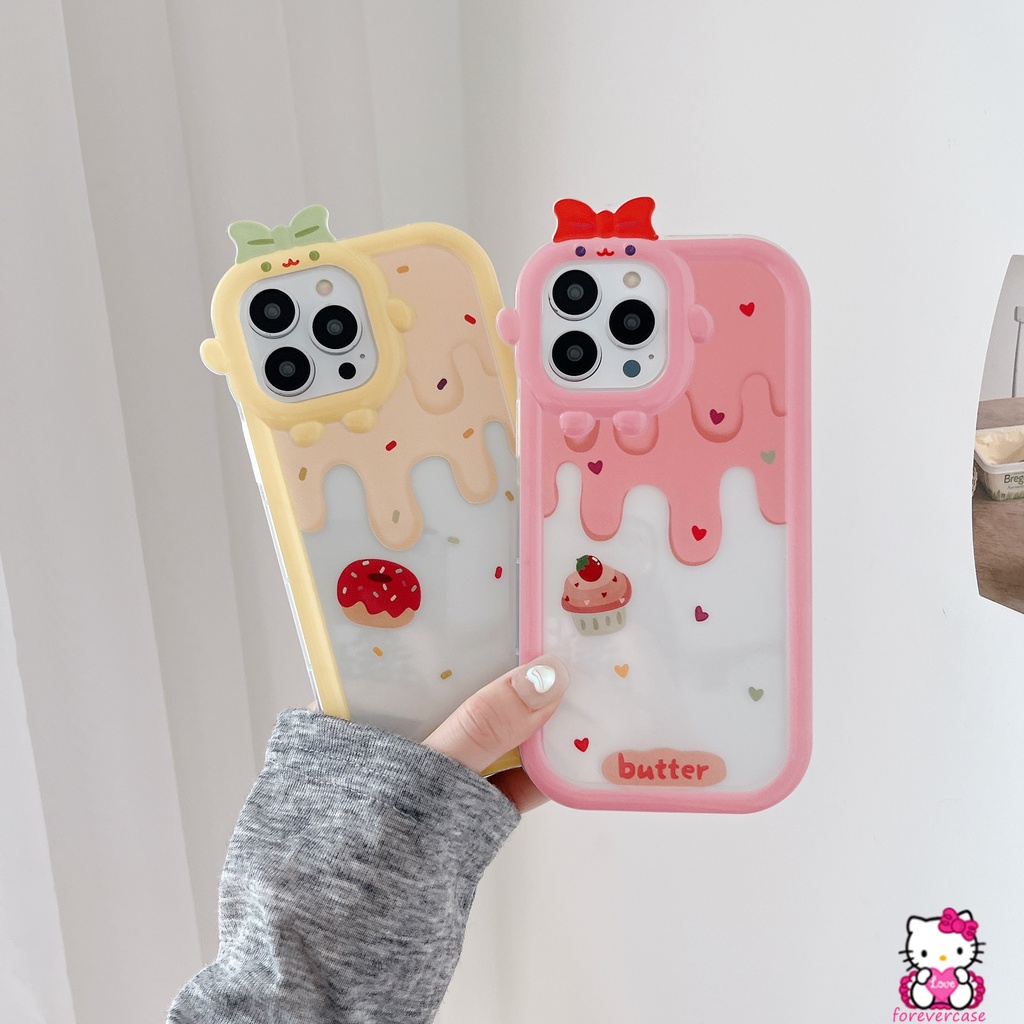 Soft Case Motif Kartun Es Krim Mentega Untuk IPhone 11 13 12 Pro MAX XR X 6 6S 7 8 Plus XS MAX SE 2020