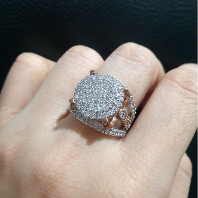 Cincin Zircon Premium Lapis emas mata kilap anti karat anti alergi 4245 size 6 7 8