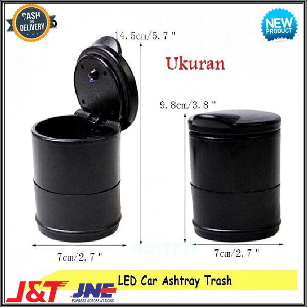 Asbak Rokok Mobil Warna Hitam Polos Portable Tempat Sampah Puntung Car Ashtray Coin Storage Serbaguna