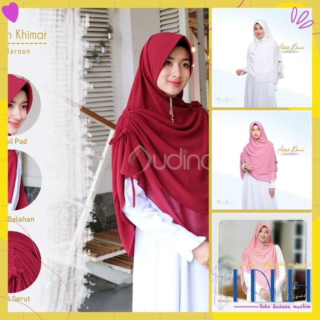 ADIBAH KHIMAR ORI AUDINA JILBAB INSTAN SYARI MURAH CANTIK PET ANTEM DUA LAYER POLOS BRANDED PET ANTE