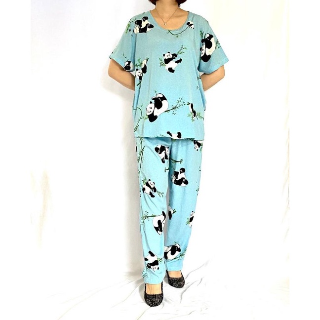 Baju tidur katun rayon motif bear/beruang celana panjang