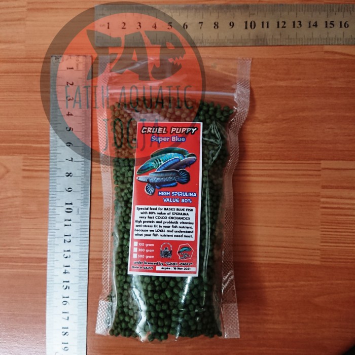 Pakan Ikan 100 gram Pelet CRUEL PUPPY 3mm SUPER BLUE Channa Food