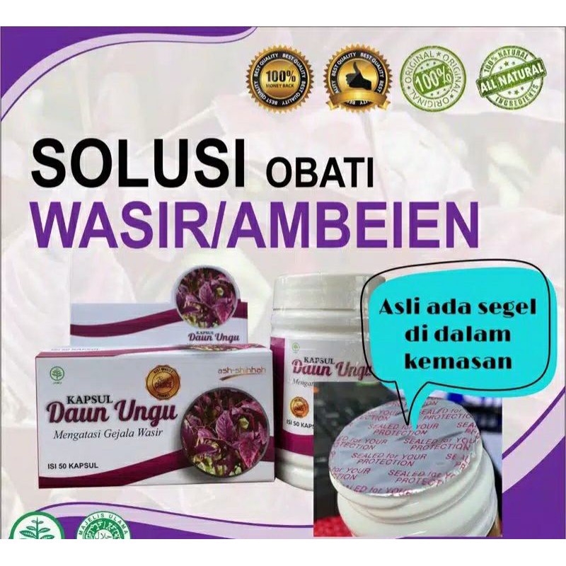 Kapsul Herbal Daun Ungu BPOM / Obat Ambeien Wasir Ambeyen Ampuh Benjolan Asli Ash Shihhah