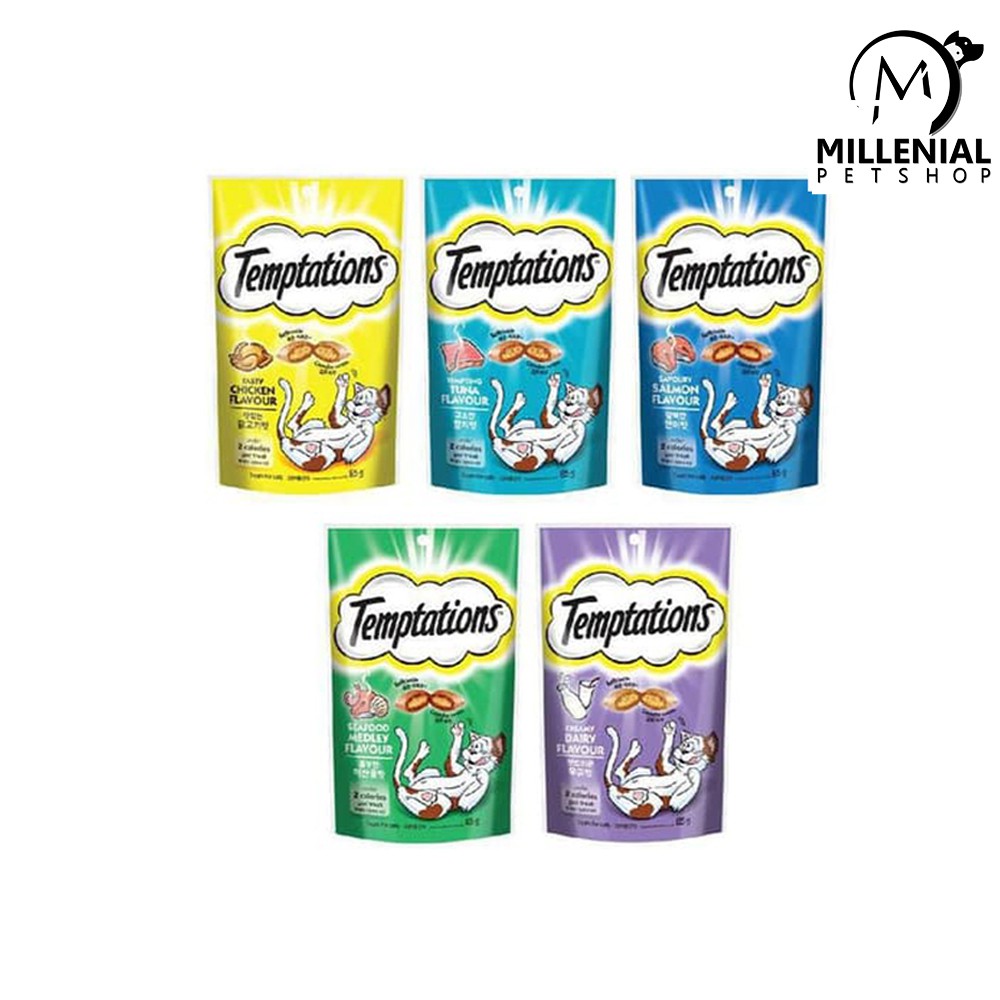 Makanan kucing Temptation 85gr Cemilan kucing sehat temptation 85gr  Kering Freshpack Murah