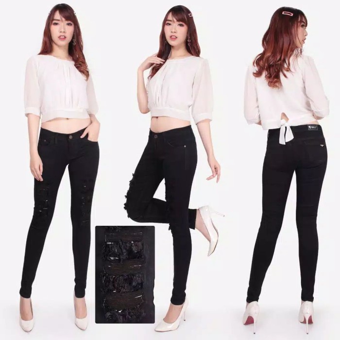 Celana Jeans Sobek Wanita Jeans Sobek Lutut Wanita
