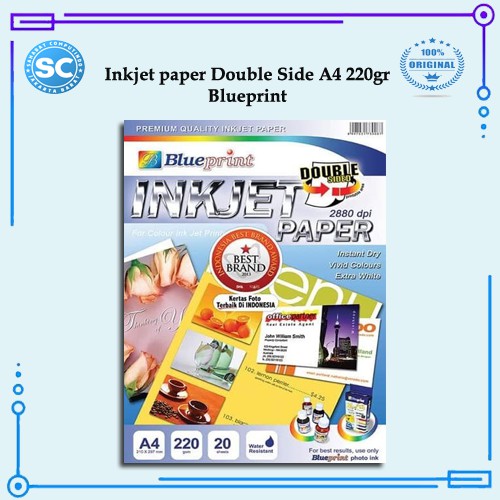 

Kertas Inkjet paper Double SIde A4 220gr Blueprint