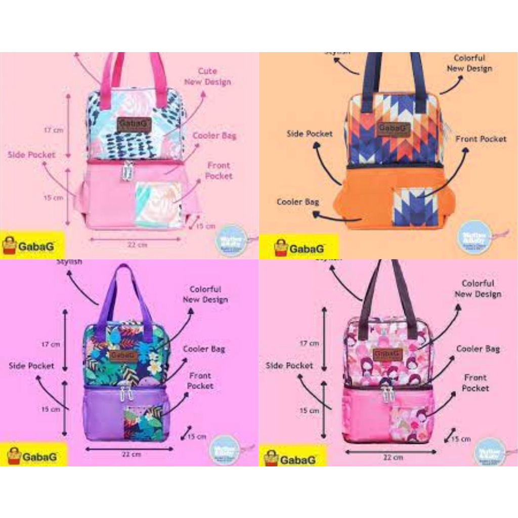 GABAG POP Series Kecil Cooler Bag  Lavender / Gendis / Ceri / Nuri / Aira / Aster  - Tas Cooler Pendingin Asi Bayi +Free 1 Ice Gel