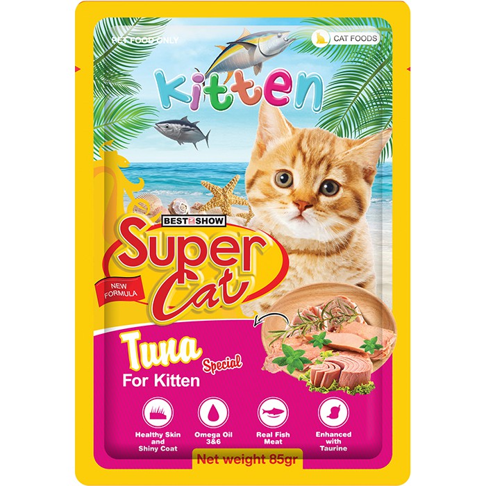 MAKANAN KUCING SACHET CAT FOOD POUCH SUPER CAT 85GR