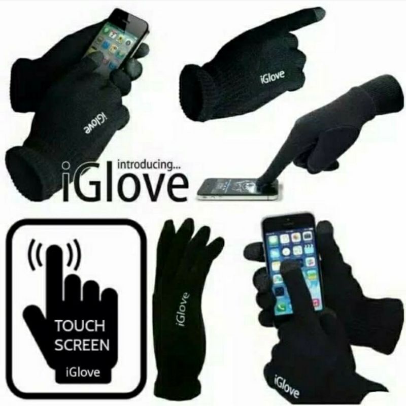 SARUNG TANGAN IGLOVE CAPACITIVE TOUCH SCREEN FULL BLACK ORIGINAL